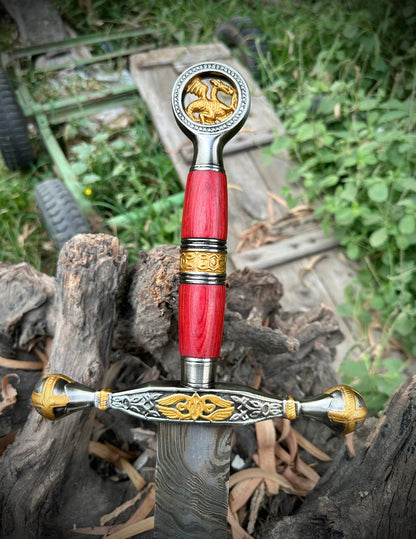 Real Medieval Viking Damascus steel Handmade sword with Leather, Vikings sword, Monogram sword, Templers holy sword, Christmas gift for him