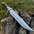 Handmade Bowie Knife: Elk Antler Handle, Mirror Polish J2 with pure leather sheath.
