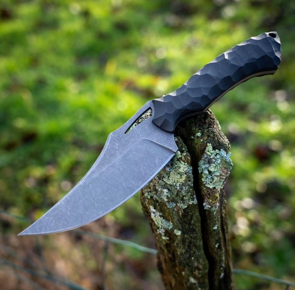 Custom Handmade 440C steel Hunting knife with Black micarta sheath handle and leather sheath