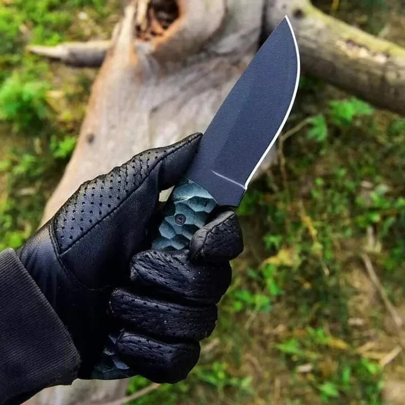 Black Smith Knife, D2 Steel Hunting Skinning Knife, Bushcraft & Survival Knives, Hiking Outdoor Camping Knife Gift for Men, Father Day Gifts
