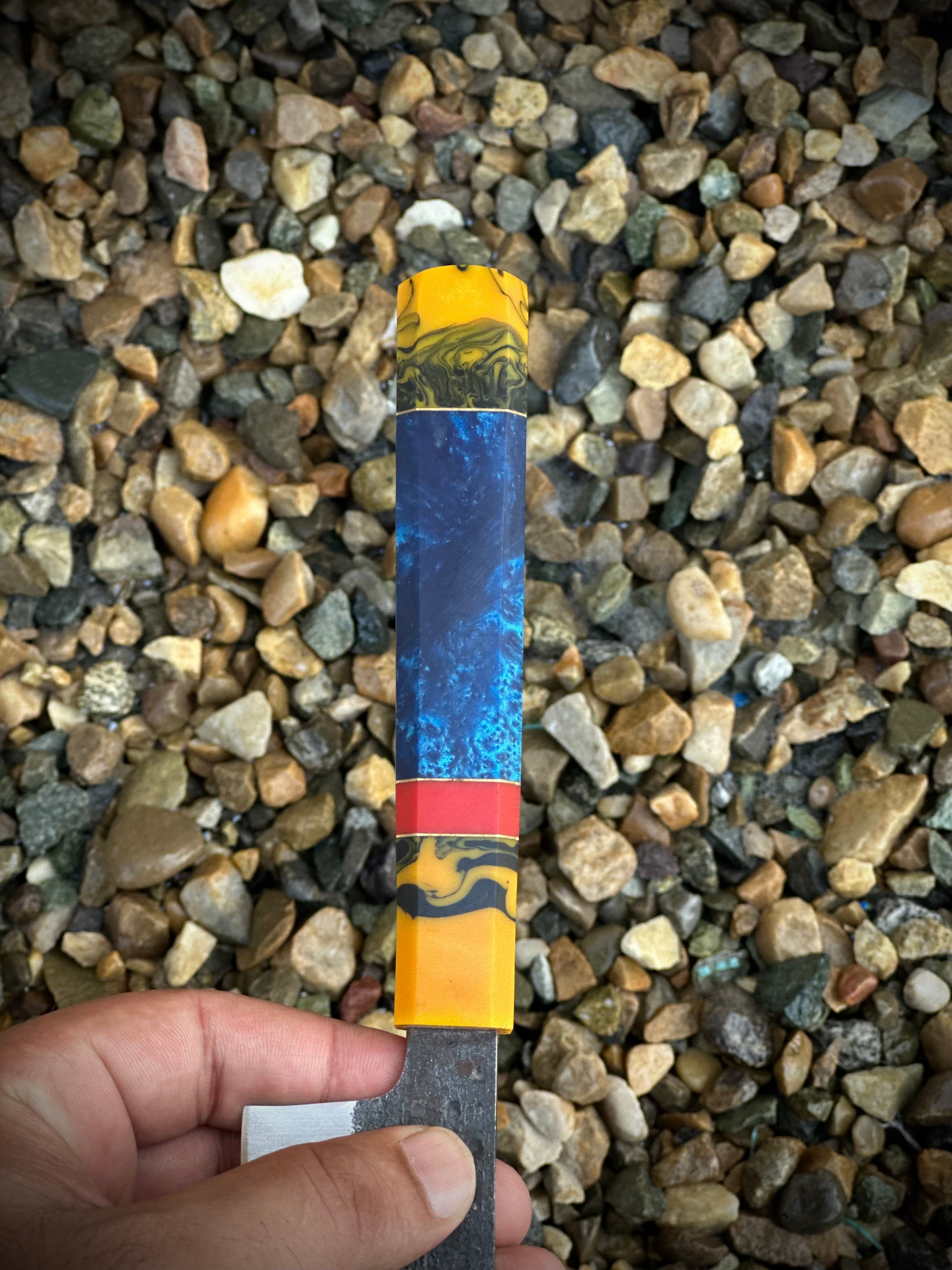 Custom Handmade high carbon steel Japanese Chef knife with Micarta handle and pure leather Sheath.