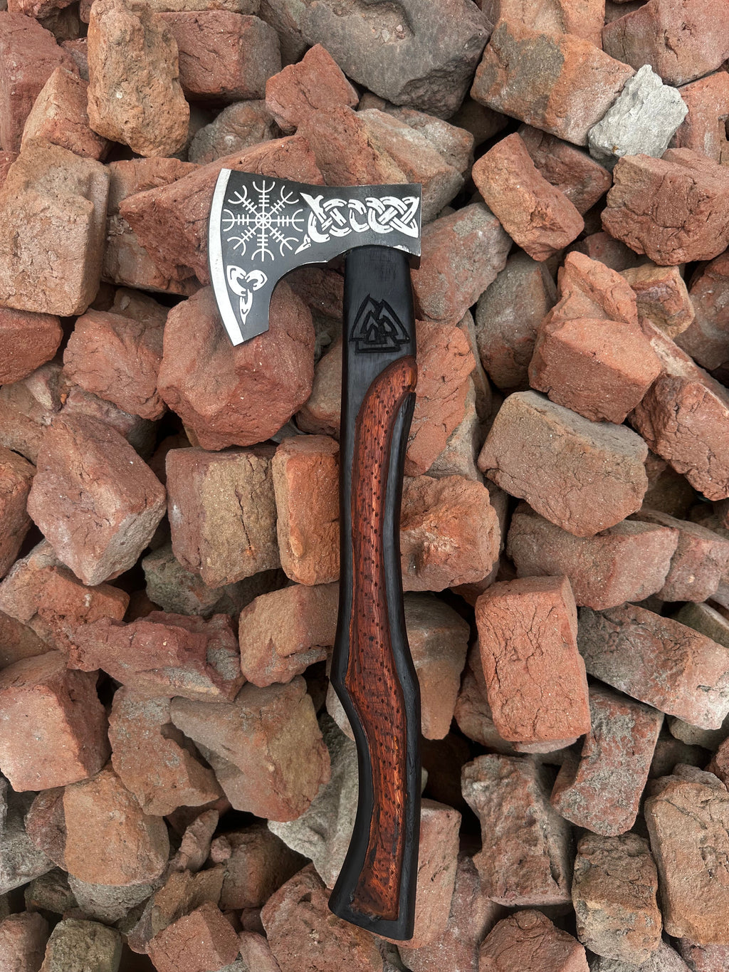 Hand Forged High-Carbon Steel Viking Battle Axe - Engraved Wood Handle, Custom Norse Axe, Gift for Boyfriend, Thanksgiving Gift for Husband
