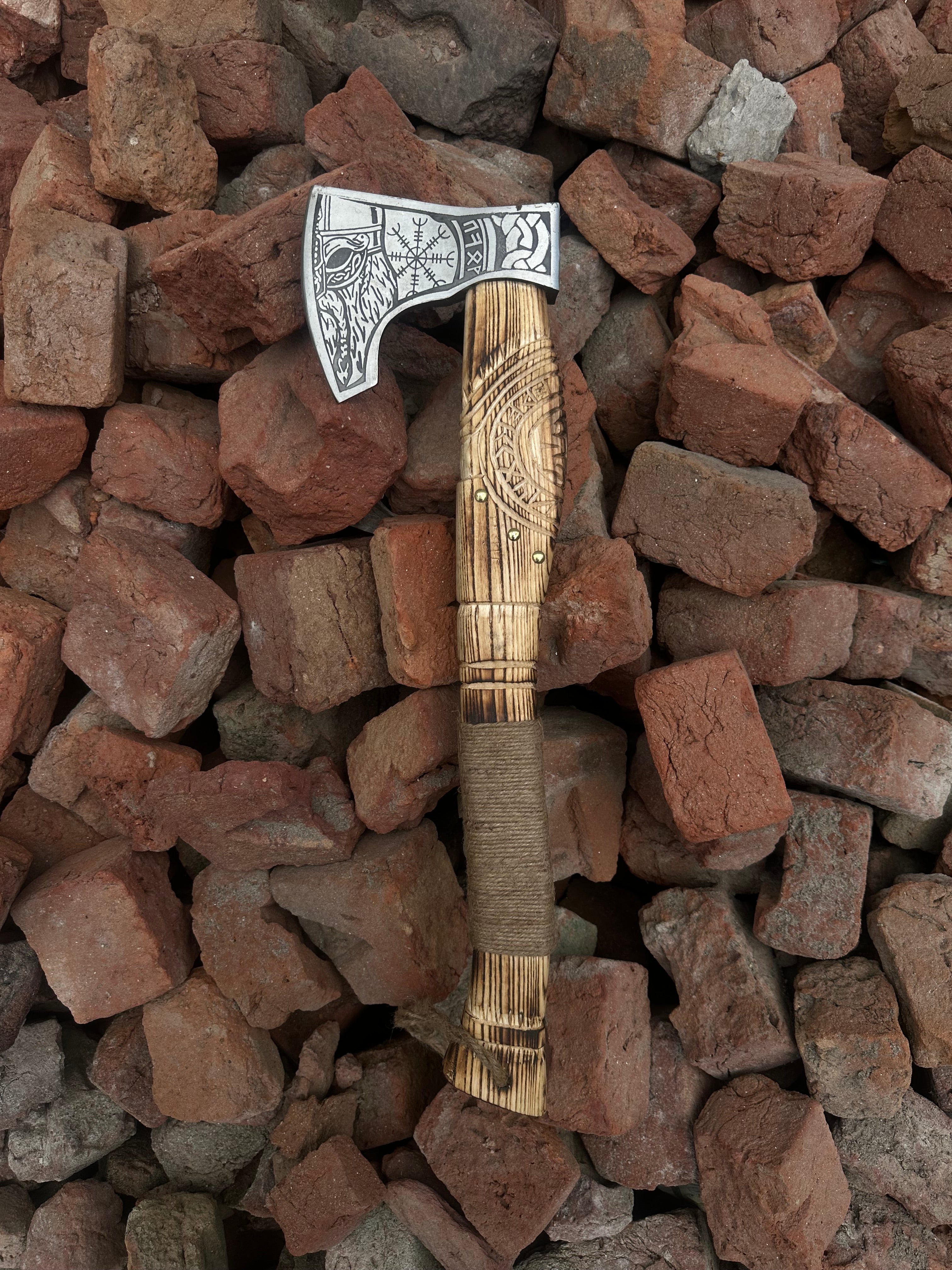 Hand Forged Viking Axe, Hatchet with Leather Cover, Personalized Gift for Him, Anniversary or Birthday Gift for Men, Handmade Viking Axe.