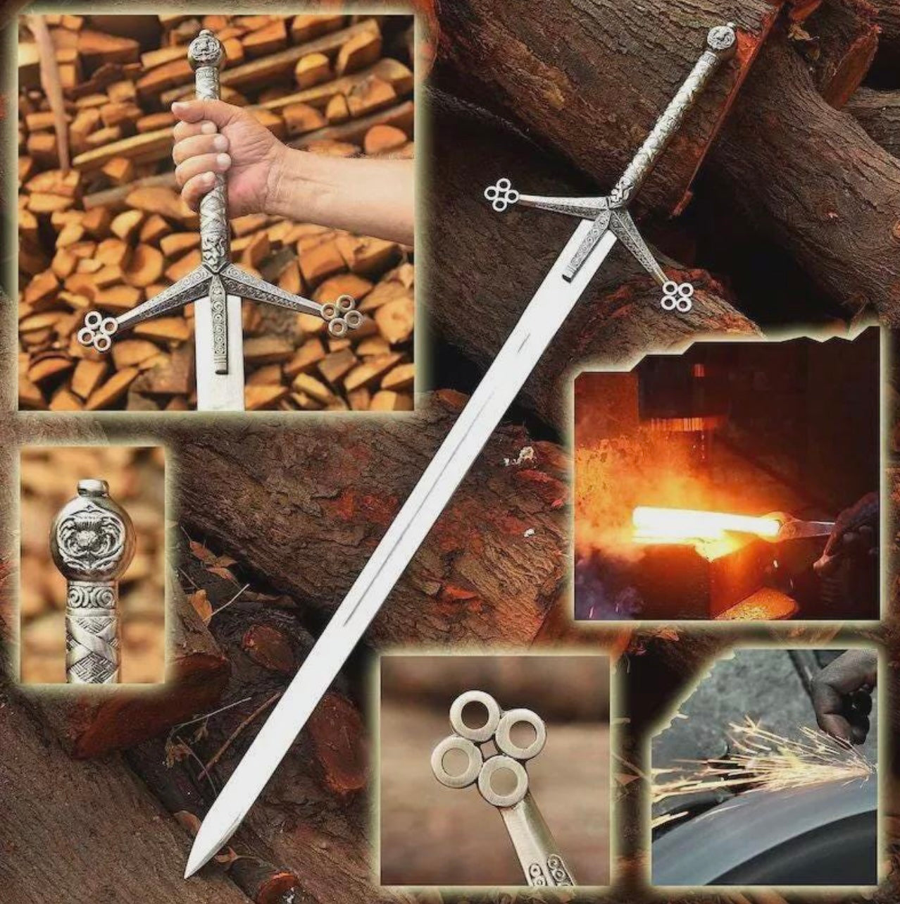 Handmade Scottish Claymore Sword J2 steel Highland Claymore Black Medieval Swords Anniversary Gift Groomsmen Gifts Personalized Gifts USA