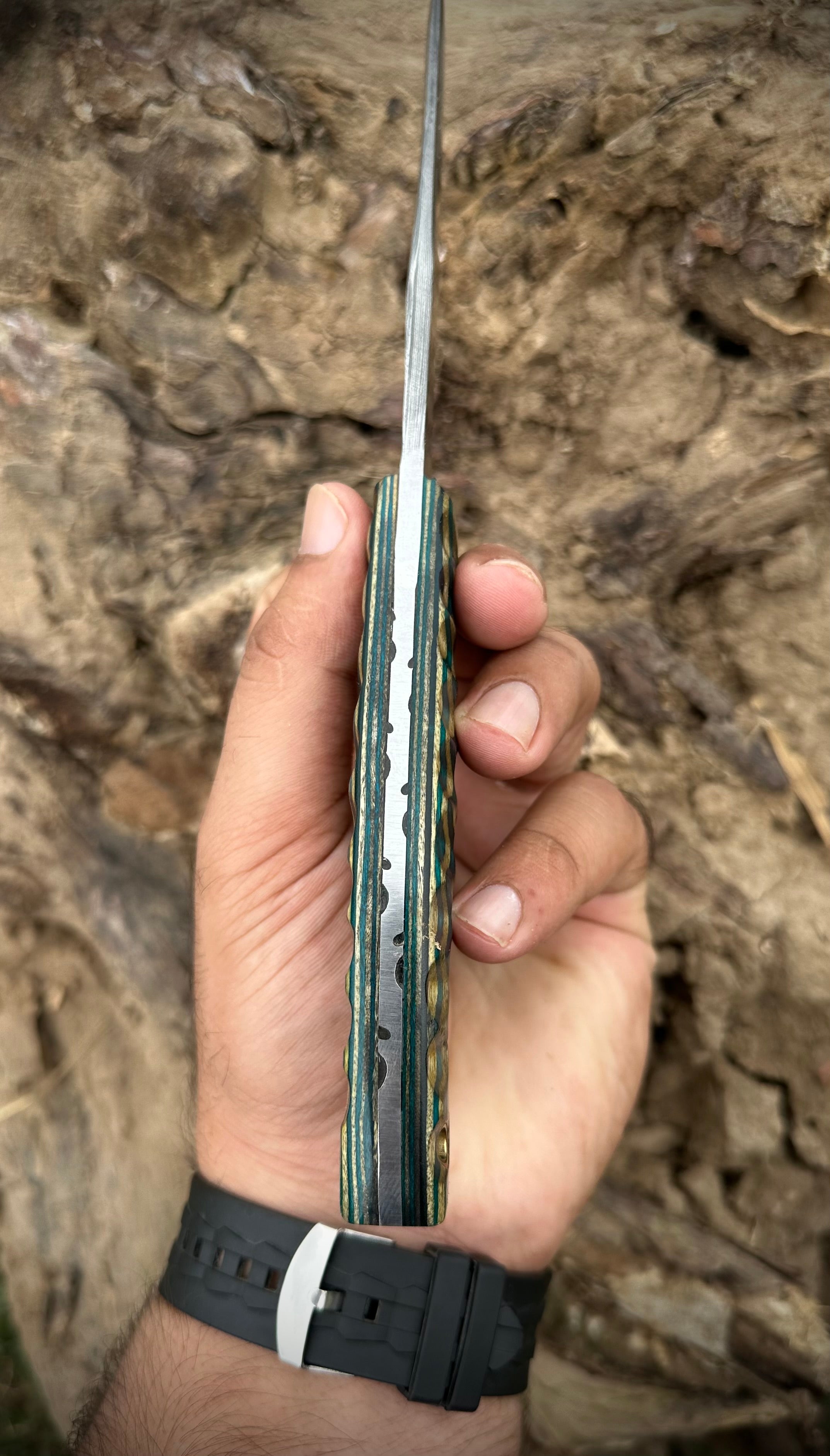 Premium Damascus Hunting Knife | Handmade Full Tang Steel Blade with Natural Wood Handle | Custom Outdoor & Collectible Knife